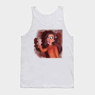 Spooked Frightened Skeleton Girl Tank Top